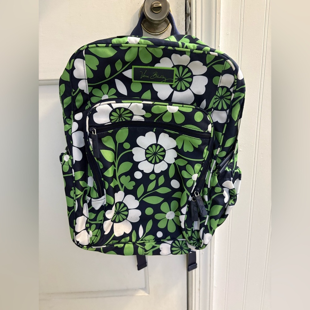 Vera Bradley Lighten Up Backpack in Lucky You Green Blue Flowers